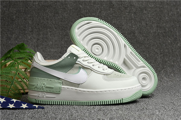 Women's Air Force 1 Low Top Grey/Green Shoes 038